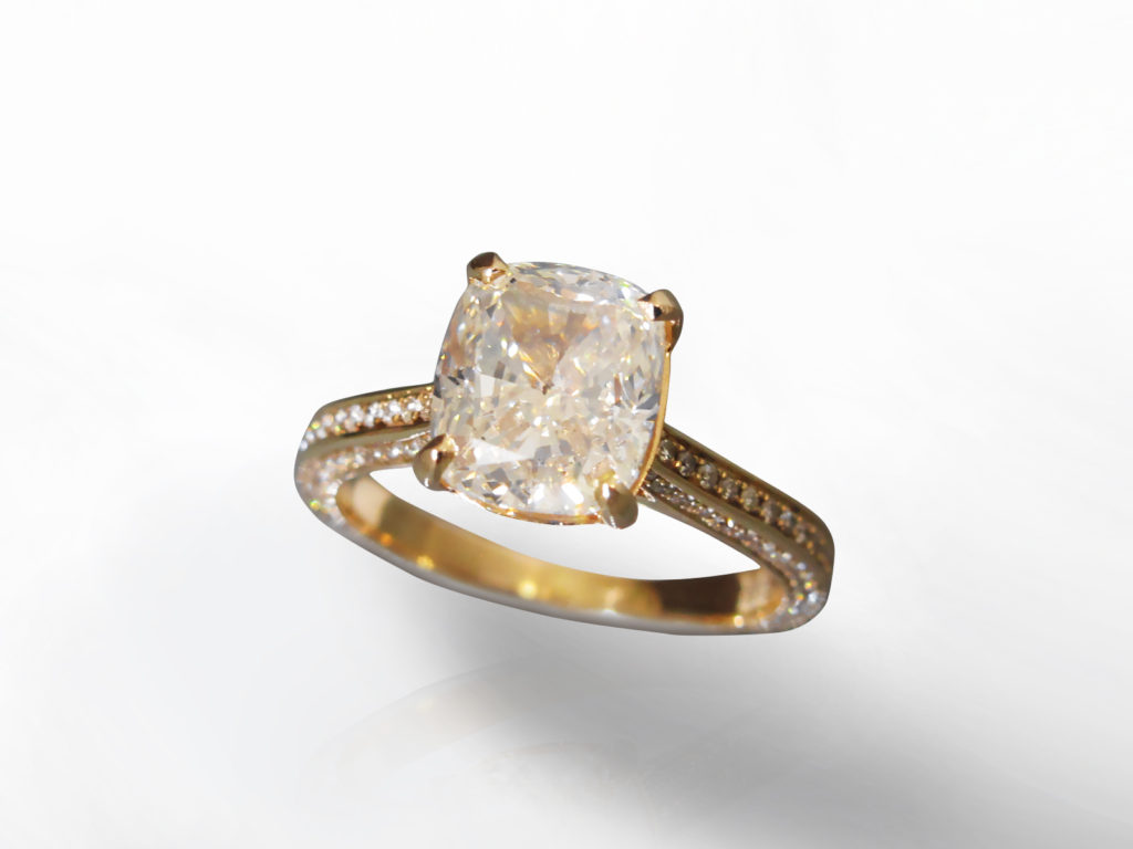 GIA Certified 3.03ct Cushion Brilliant Cut Diamond Ring