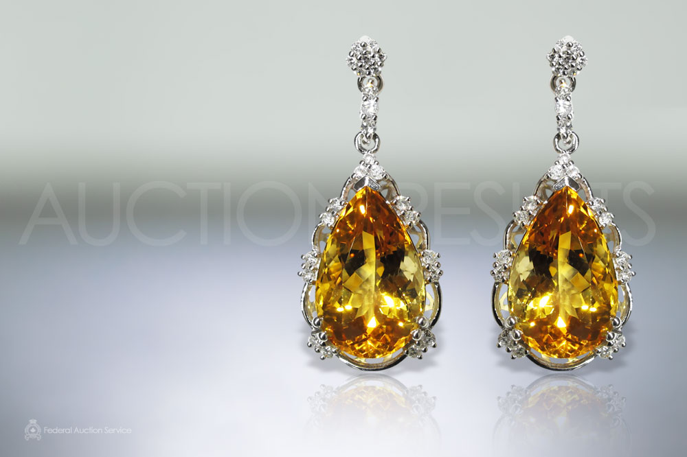 14.74ct (TW) Citrine and Diamond Earrings sold for $2,700