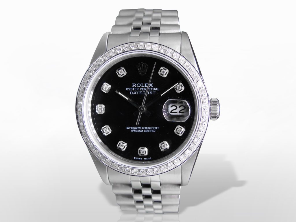 Men's Stainless Steel Rolex Datejust Automatic Wristwatch with Diamonds