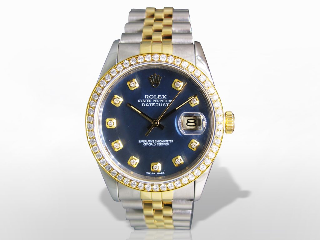 Men's Stainless Steel/18k Yellow Gold Rolex Datejust Automatic Wristwatch with Mother of Pearl Dial