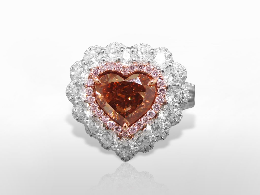 GIA Certified 2.37ct Heart Brilliant Cut Fancy Deep Brown-Pink Diamond Ring
