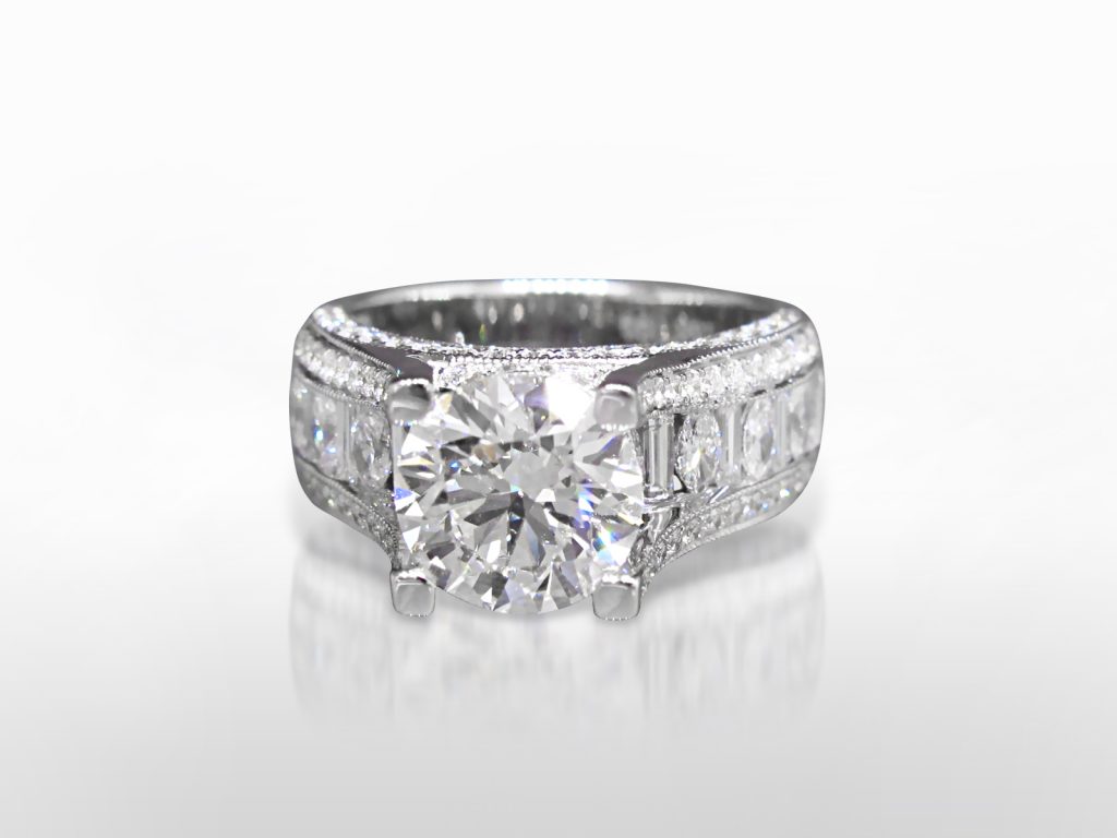 EGL Certified 3.01ct Round Brilliant "Ideal" Cut Diamond Ring