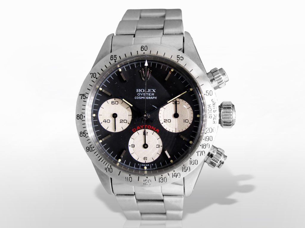 Vintage Stainless Steel Rolex Cosmograph Daytona Manual Winding Wristwatch. "Big Red" Sigma Dial. Ref# 6263