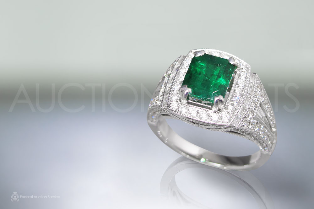 1.65ct Emerald Cut Emerald and Diamond Ring Sold For $7,500 