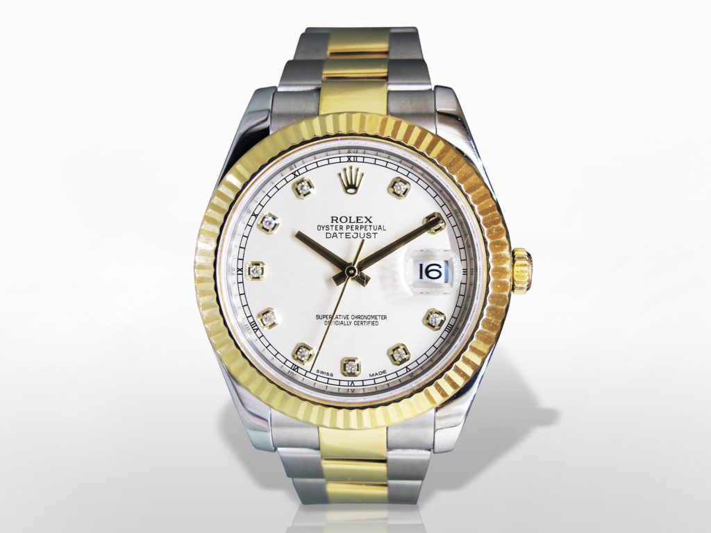 Men's Stainless Steel/18k Yellow Gold Rolex Datejust II Automatic Wristwatch with 41mm Diamond Dial