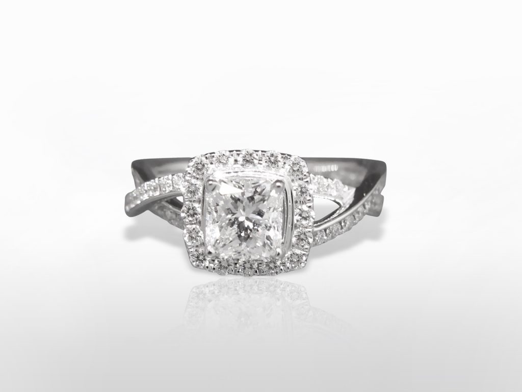 GIA Certified 1.01ct Cut Cornered Square Brilliant Cut "Internally Flawless" Diamond Ring