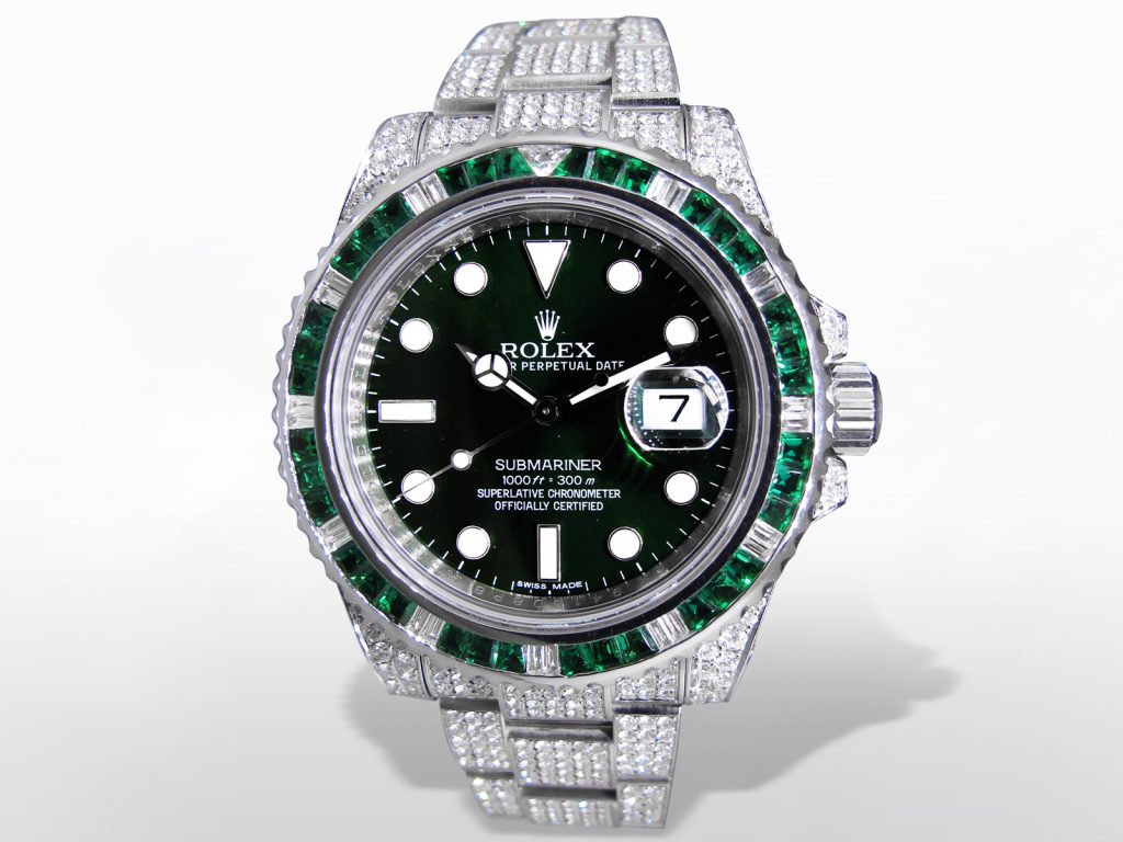 Men's Stainless Steel Rolex "Submariner" Chronometer. Green Dial with Luminescent Markers