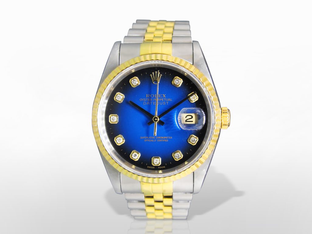 Men's Stainless Steel/18k Yellow Gold Rolex Datejust Automatic Wristwatch with Diamonds