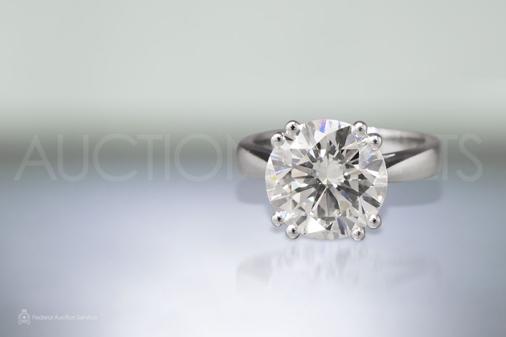 EGL Certified 4.39ct Round Brilliant “Hearts and Arrows” Cut Diamond Ring sold for $61,800