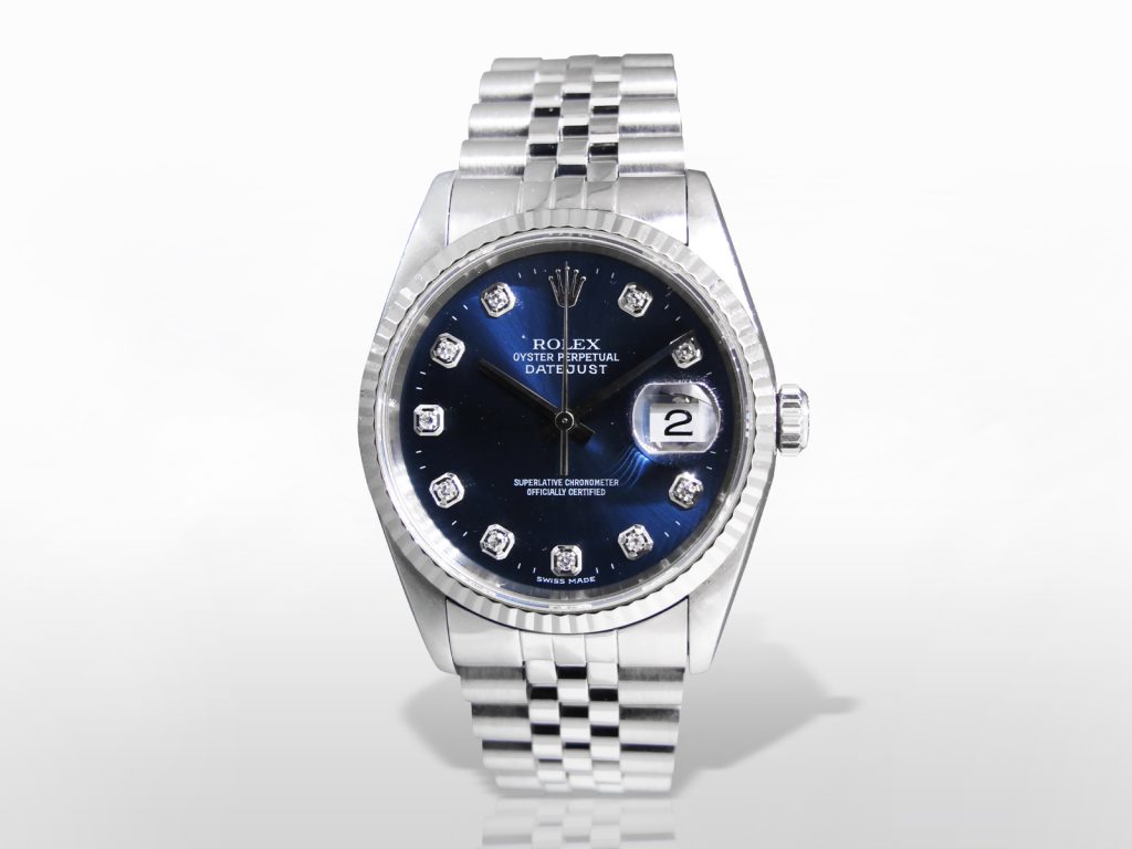 Men's Stainless Steel Rolex Datejust Automatic Wristwatch with Diamond Dial