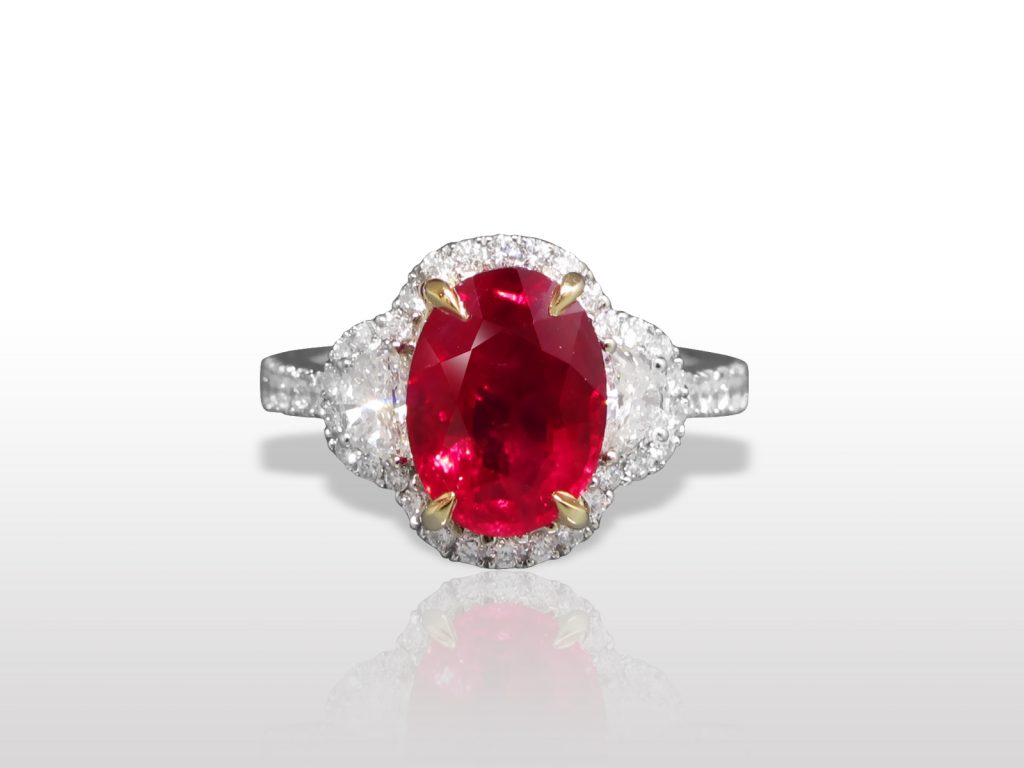 Lady's 18k White Gold 4ct Burma Ruby and Diamond Ring