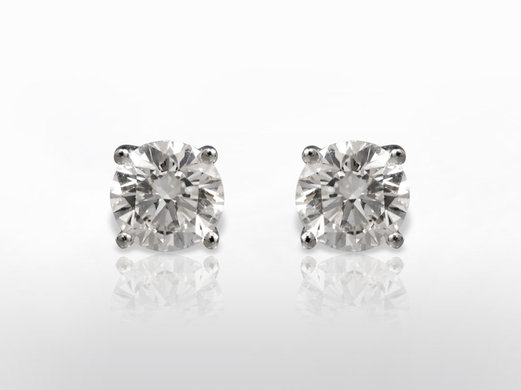 18k White Gold 3ct (TDW) Diamond Stud Earrings