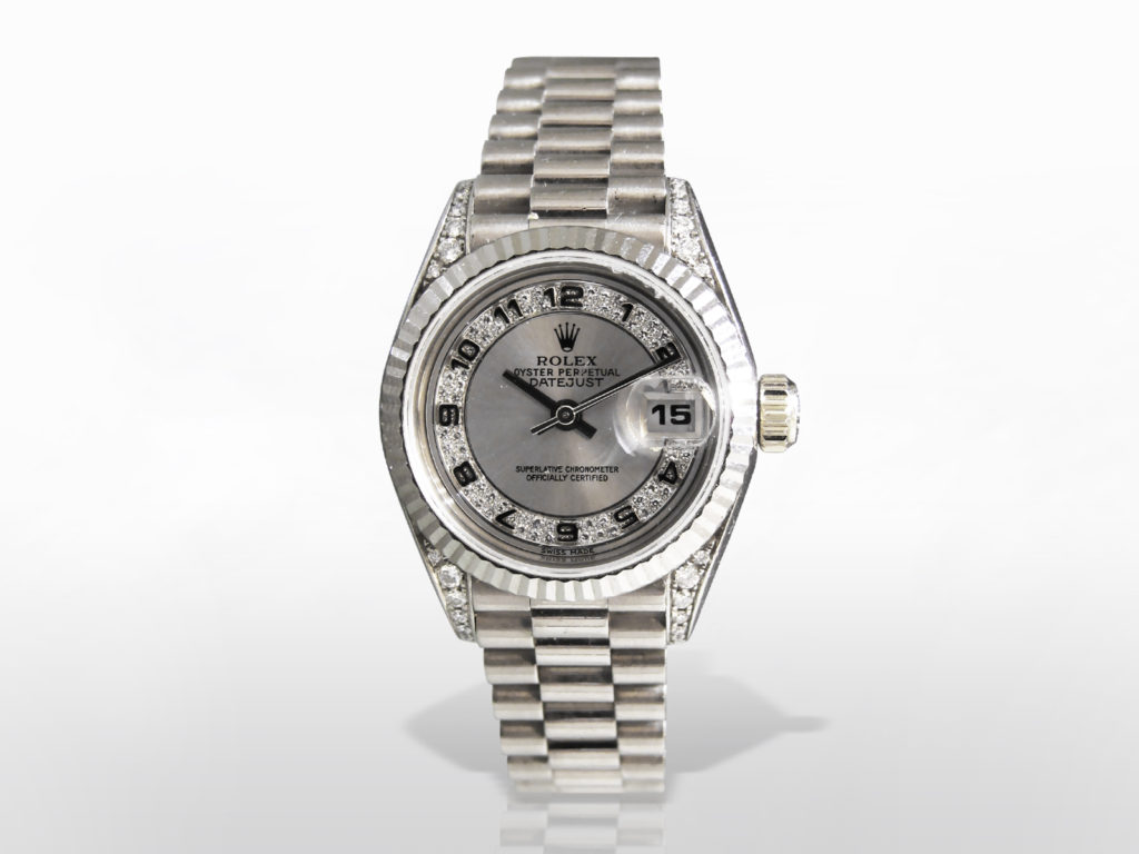 Lady's 18k White Gold Rolex Datejust Automatic Wristwatch with Diamonds