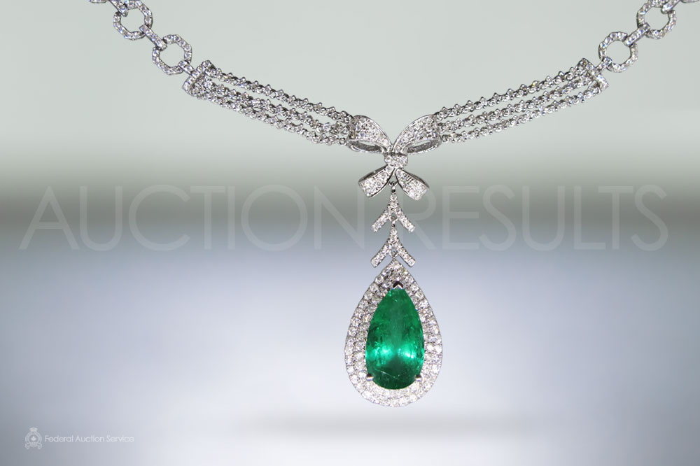 EGL Certified 7.3ct Colombian Emerald and Diamond Pendant Necklace sold for $16,500